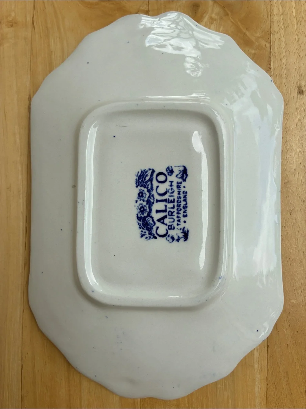 Burleigh Calico gravy boat underplate cobalt blue floral chintz